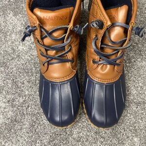 Nautica Dorsay Rain Boots Navy/Tan  women’s size 7